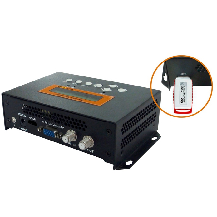 FUTV4656 DVB-T/DVB-C(QAM)/ATSC 8VSB MPEG-4 AVC/H.264 HD Encoder Modulator (Tuner,HDM,YPbPr/CVBS/S-Video in; RF out) with USB Record/Save/Playback/Upgrade for Home Use